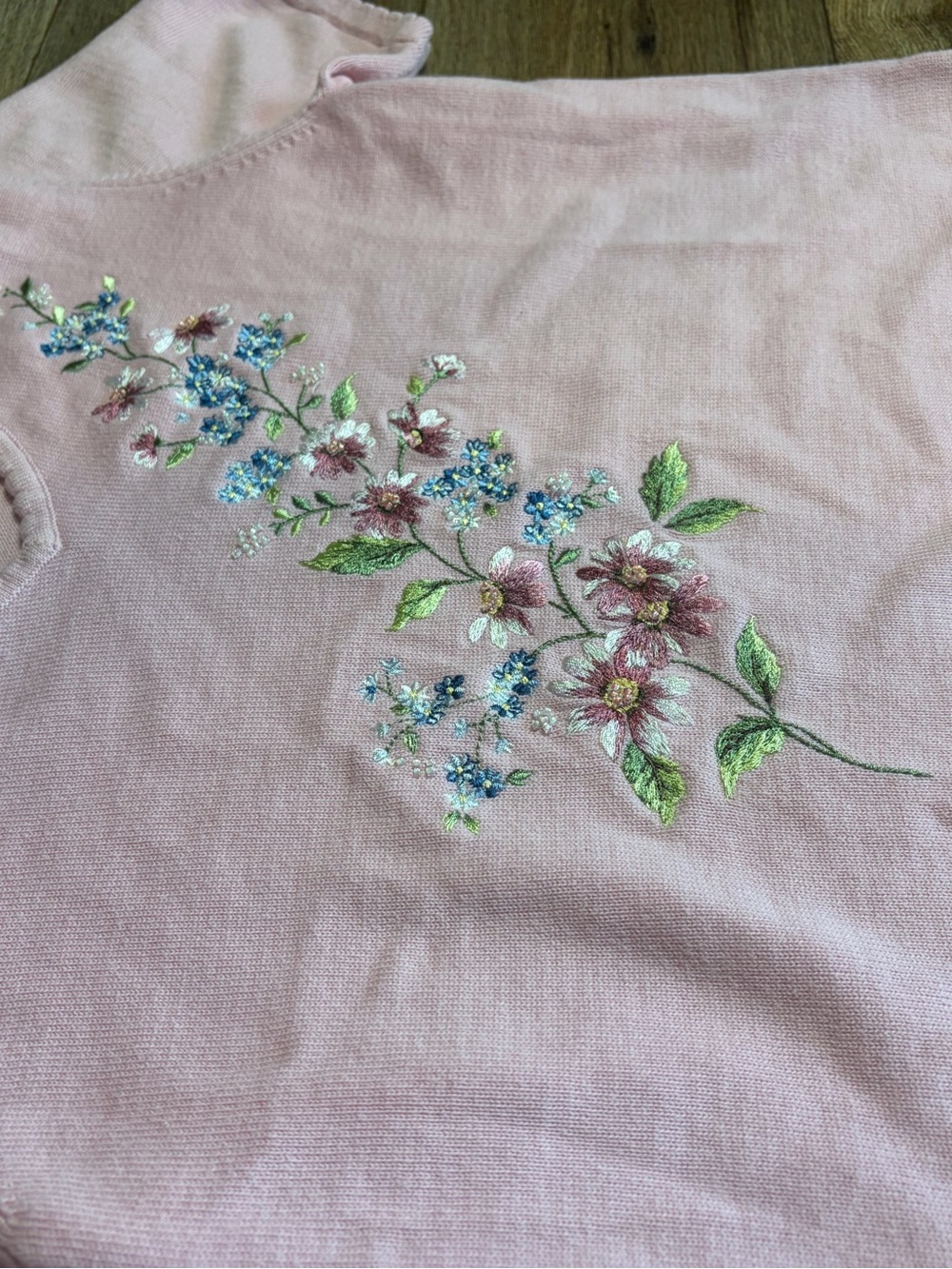 Vintage grandmacore Cottagecore coquette embroidered short sleeve sweater Top - Picture 8 of 8
